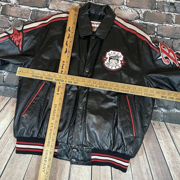 Vintage Betty Boop Motorcycle Club Leather American Toons Bomber Jacket Size XL - Picture 10 of 16